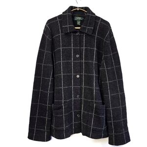Lauren Ralph Lauren  Wool Cardigan Button Down Lambswool Loose Fit Front Pockets